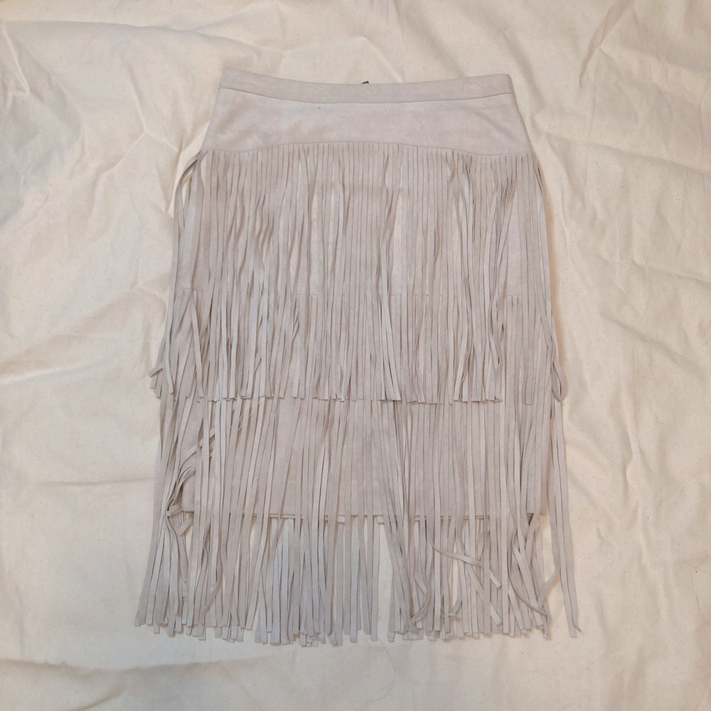 BCBGmaxazria fringe suede skirt